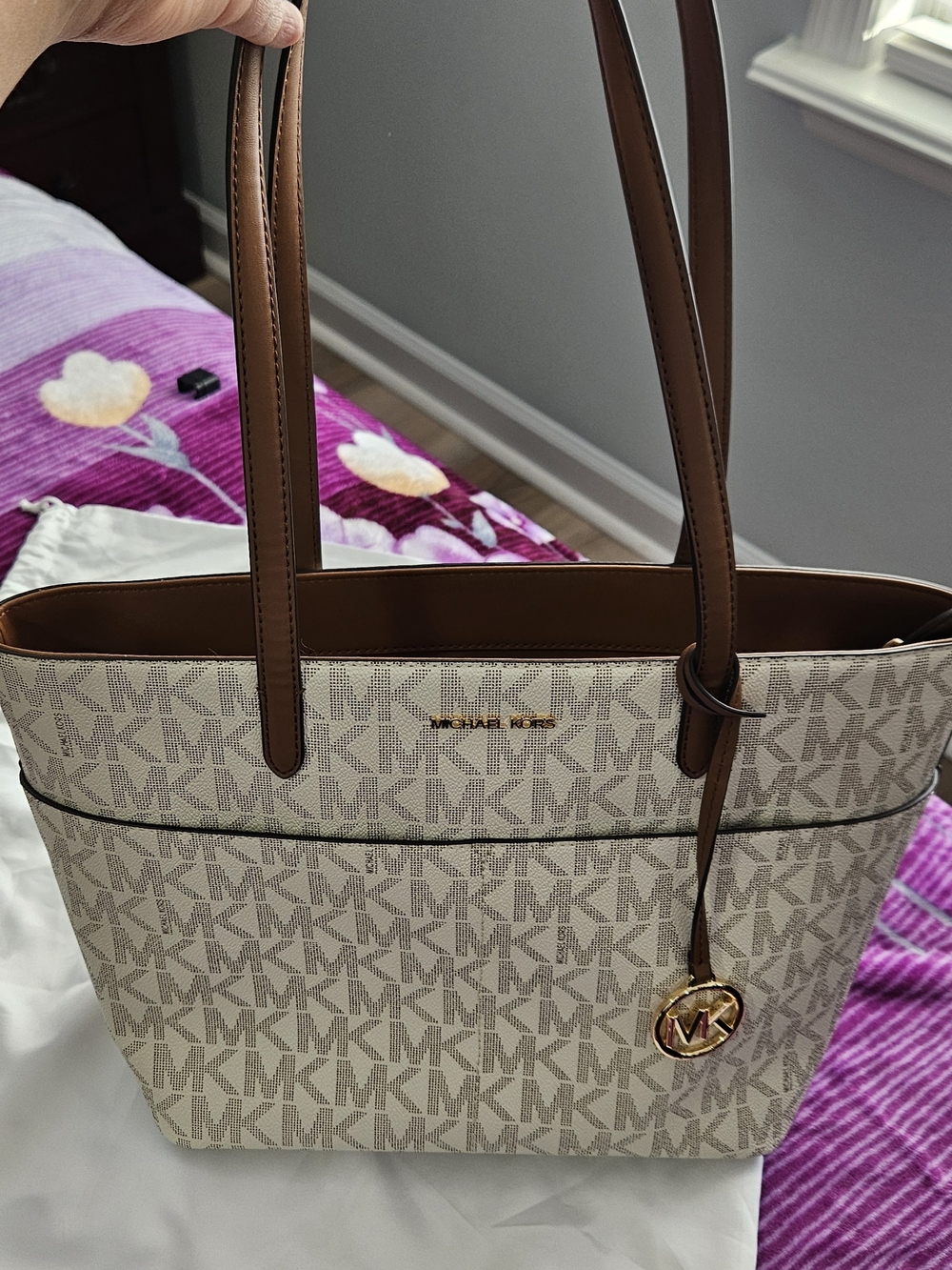 Michael Kors Cream Signature Tote with Brown Trim - Picture 6 of 6